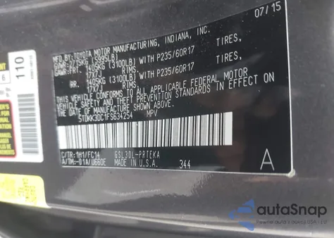 2015 Toyota Sienna Le 8 Passenger из США, поврежденный, VIN 5TDKK3DC1FS634254